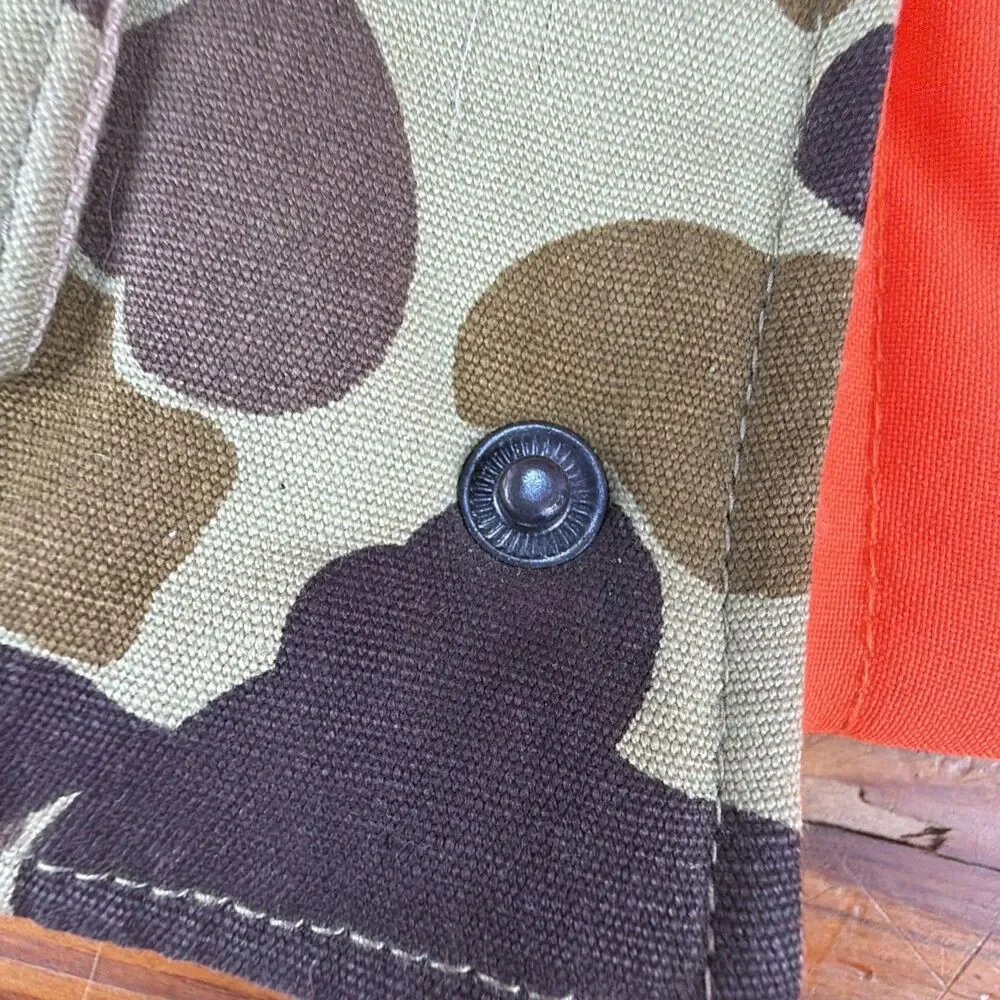 Vtg Duck Camo 80s/90's Puffer Vest Reversible Orange Insulated Sz M Thick/Heavy